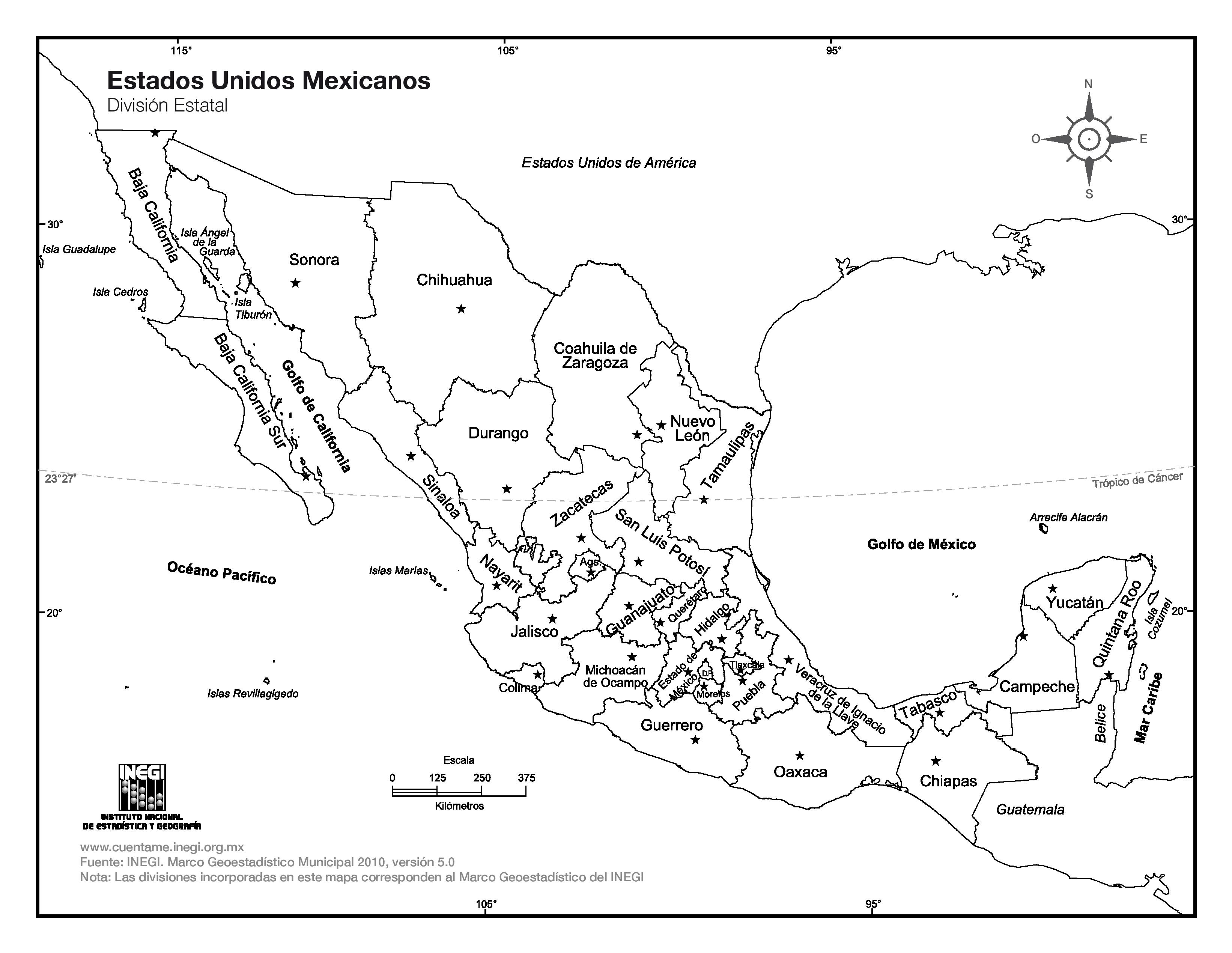 Mapa De México Con Nombres Y División Politica Imágenes Chidas