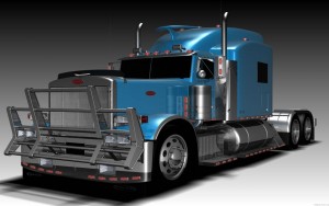 Imagen 3d de trailer color azul