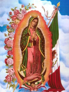 Imágenes de la virgen de Guadalupe y la bandera de México