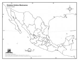 Mapa de México con división política sin nombres