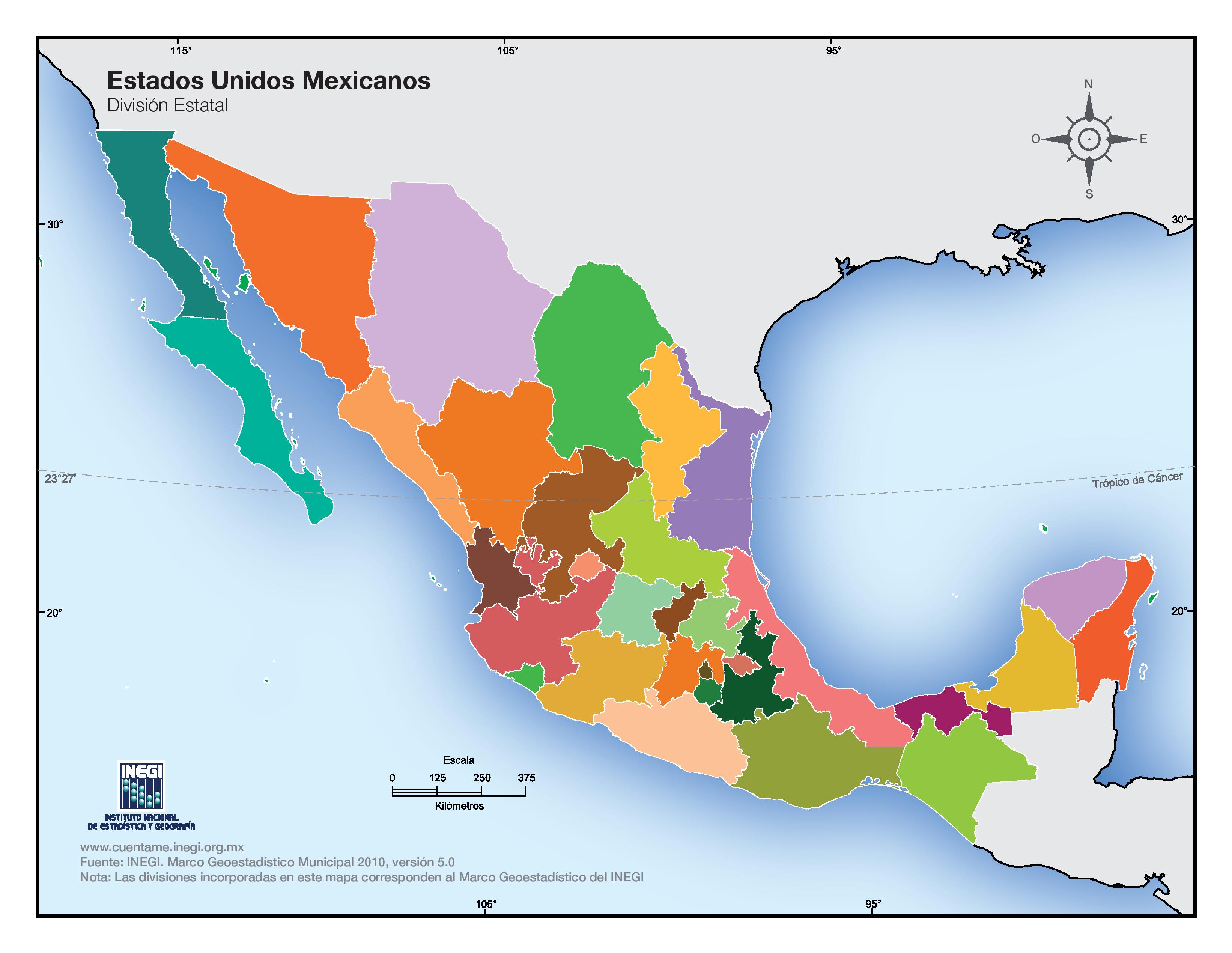 Mapa de México con nombres y división politica | Imágenes chidas