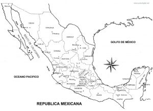Mapa de Mexico con nombres y division politica por estadi