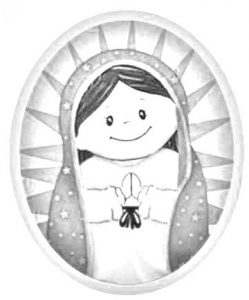 Virgen de Guadalupe versión caricatura para colorear